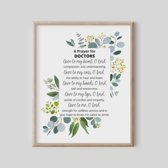 A Prayer for Doctors Christian Gift Office Decor Scripture Poster