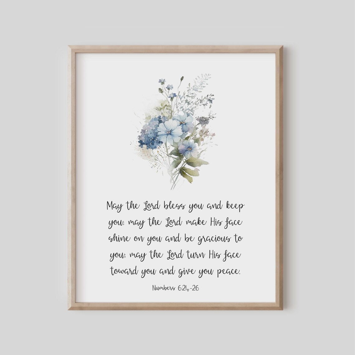 Numbers 624 May The Lord Bless You And Keep Bible Verse Wall Art Christian Gift For Women Scripture Print Watercolor Hydrangea