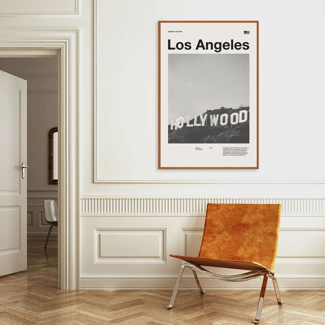 Los Angeles Hollywood Sign Black And White California Travel Poster - Image 2