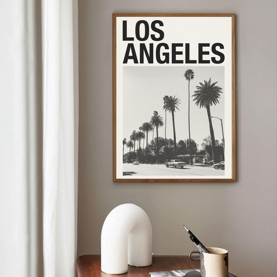 Los Angeles Art Print Los Angeles Poster Los Angeles Wall Art Mid Century Poster Travel Print Art California - Image 3