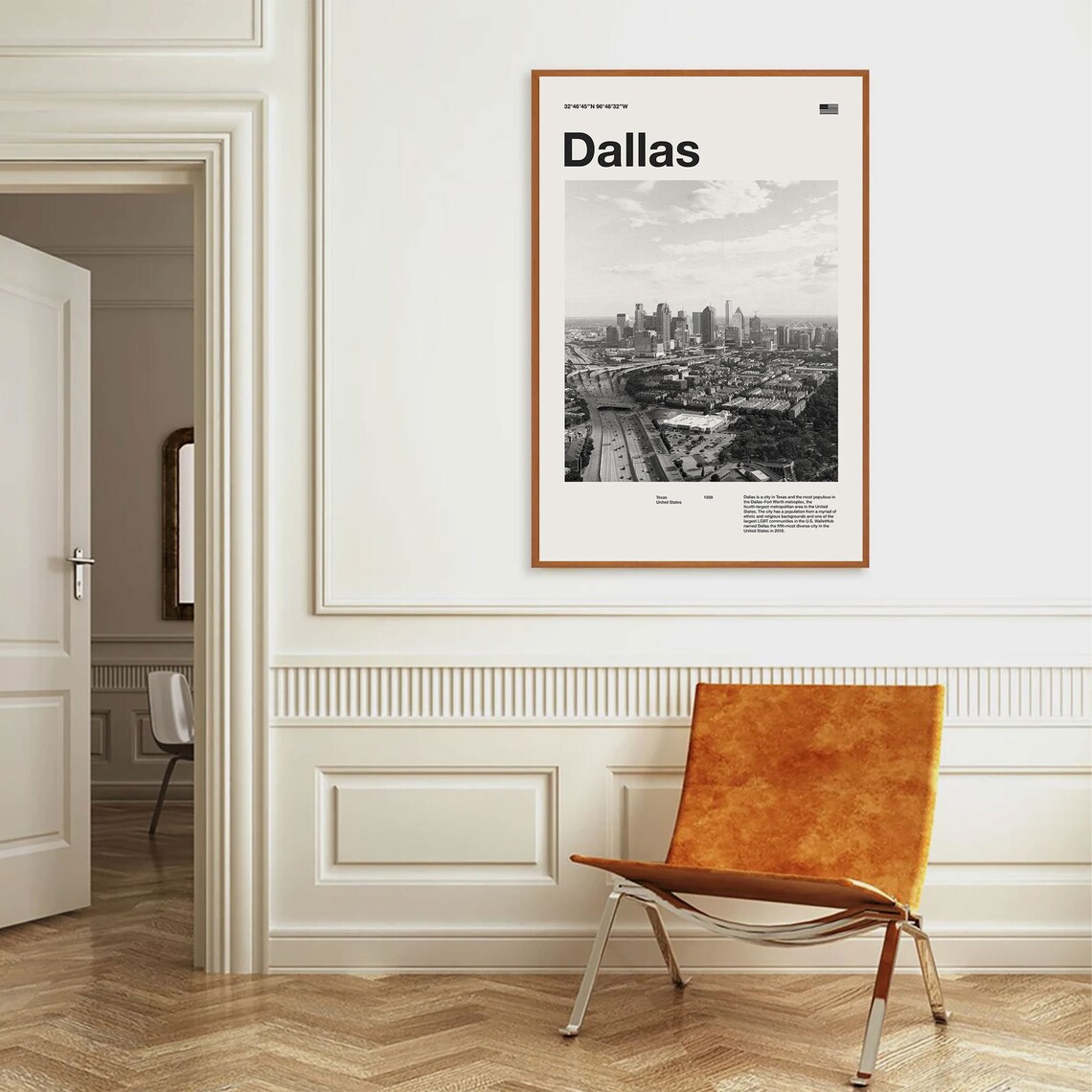 Dallas Texas Black And White Skyline City Photo Minimalist Poster - Image 3