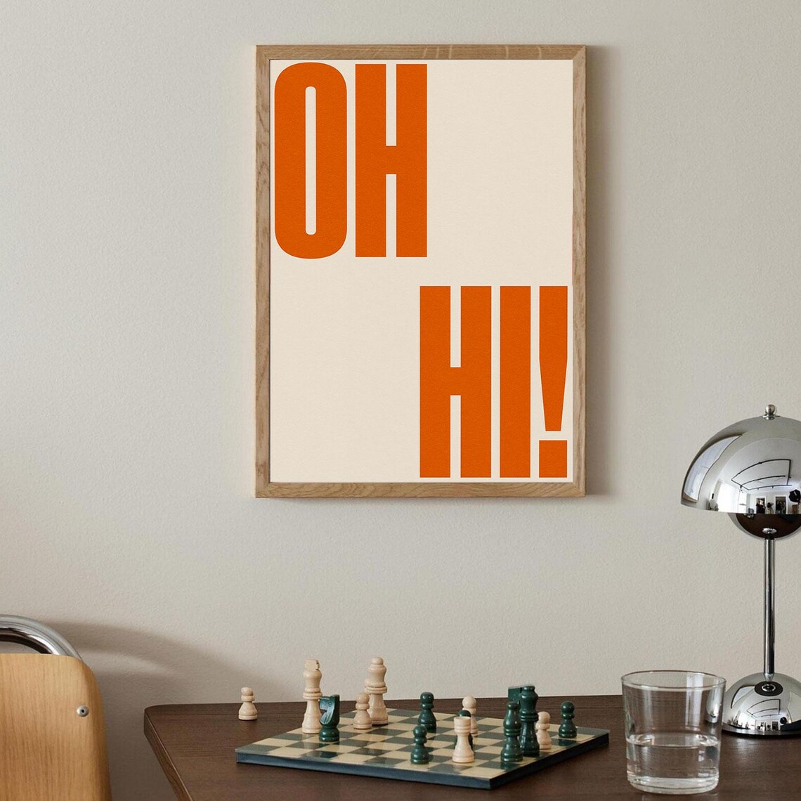 Oh Hi Cheerful Retro Orange Greeting Minimalist Typography Poster - Image 2