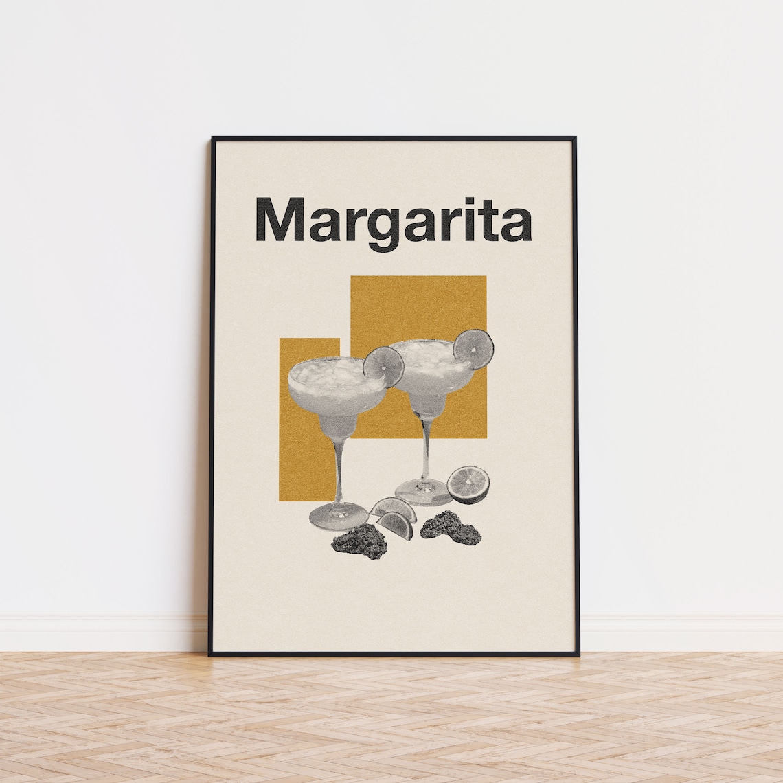 Margarita Cocktail Two Glasses Lime Art Deco Bar Decor Poster