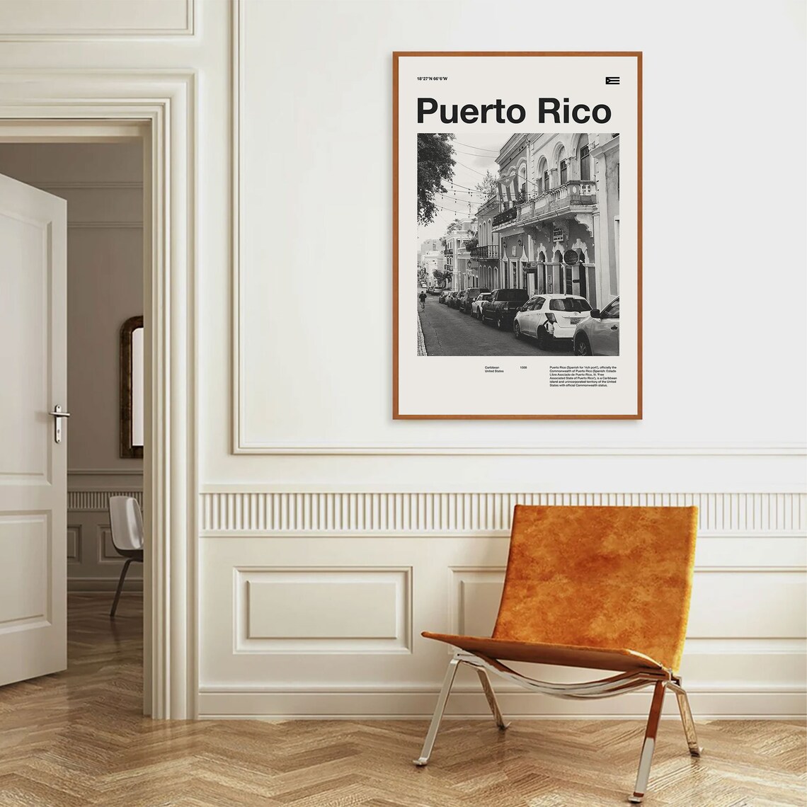 Puerto Rico San Juan Colonial Street Black And White Travel Poster - Image 3