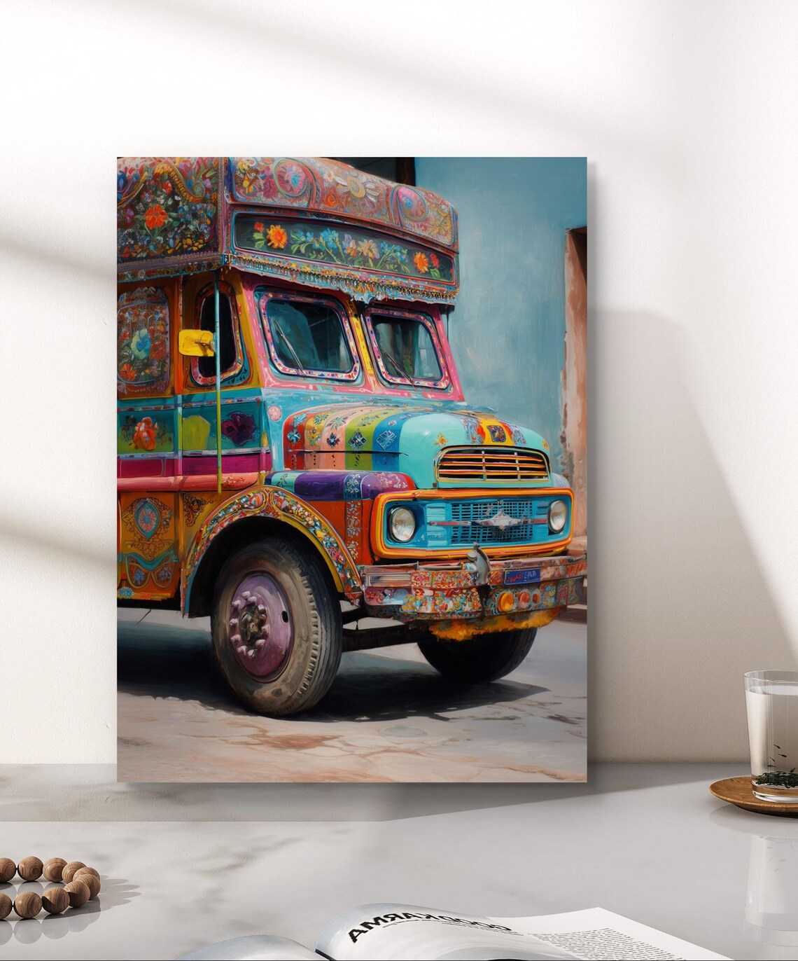 Pakistani Truck Art Jingle Truck Colorful Floral Decor Poster