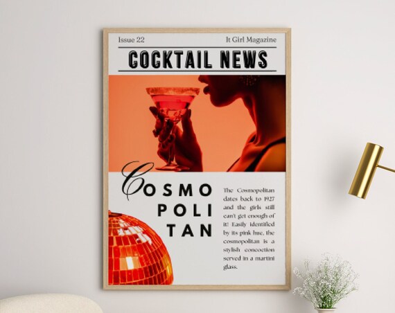 Cosmopolitan Magazine Trendy Headline Poster, Dorm Room Decor