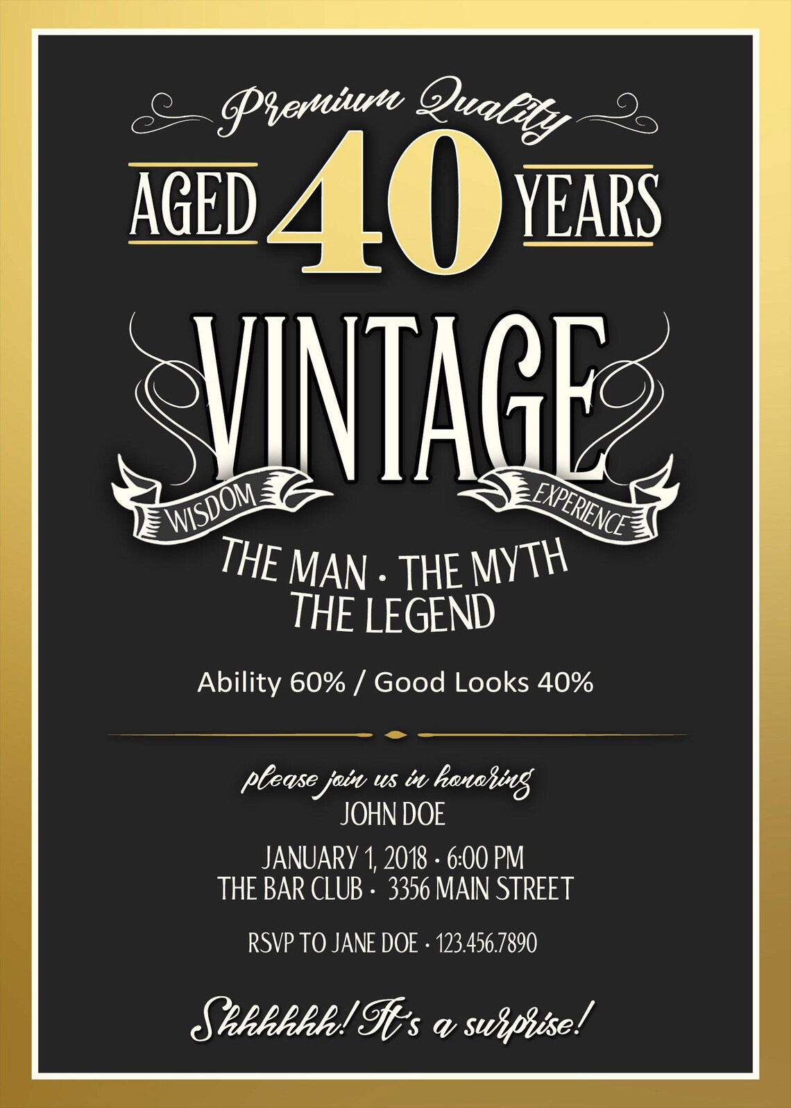 50th Birthday Whiskey Label, Aged To Perfection - Image 3
