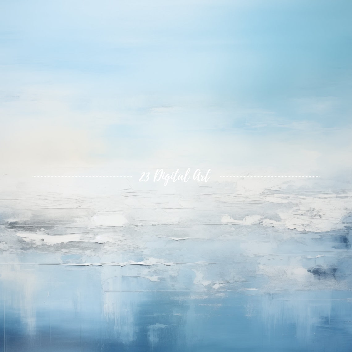 Abstract White Blue Seascape Calm Ocean Horizon Modern Art Print - Image 3