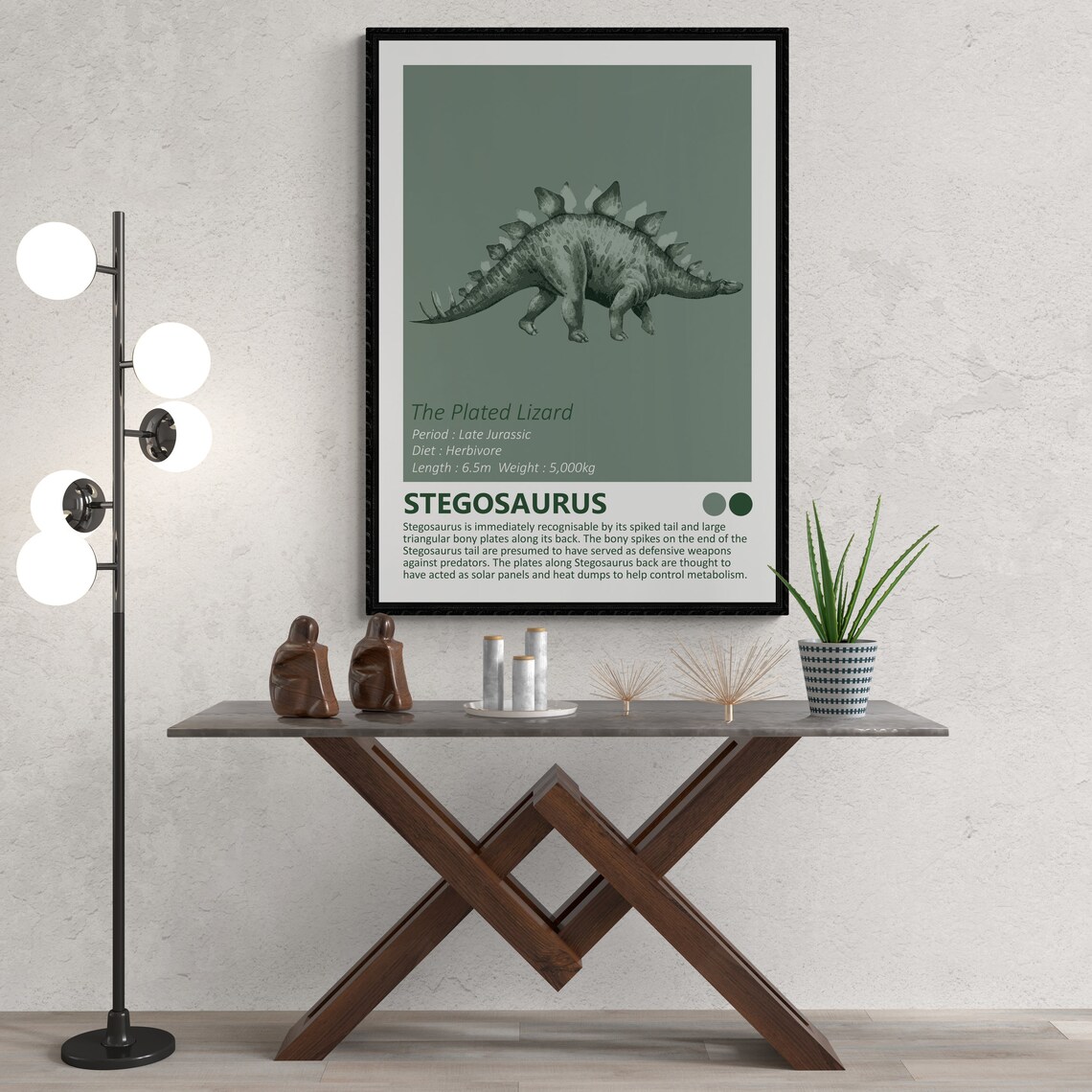 Stegosaurus Dinosaur Fact Sheet, Minimalist Design - Image 3