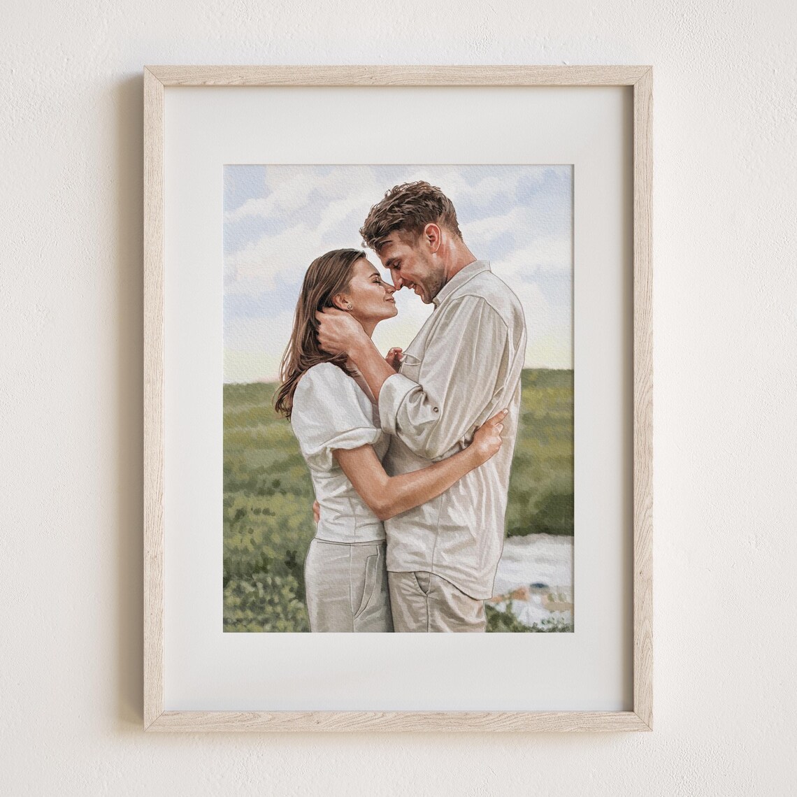 Custom Couple Portrait Watercolor Anniversary Art Print