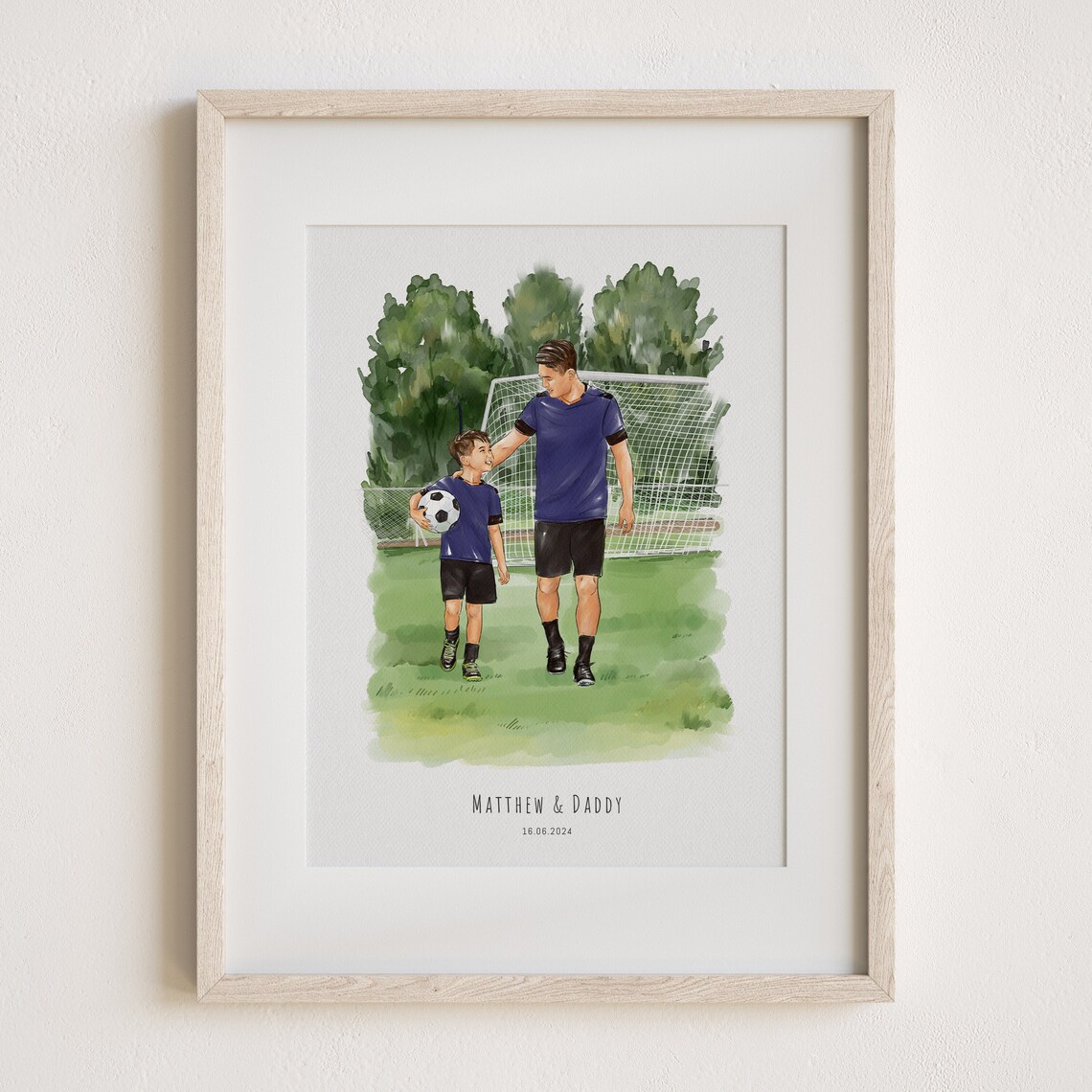 Football Personalized Dad Portrait, Father's Day Gift