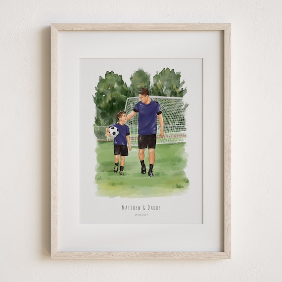 Football Personalized Dad Portrait, Father's Day Gift