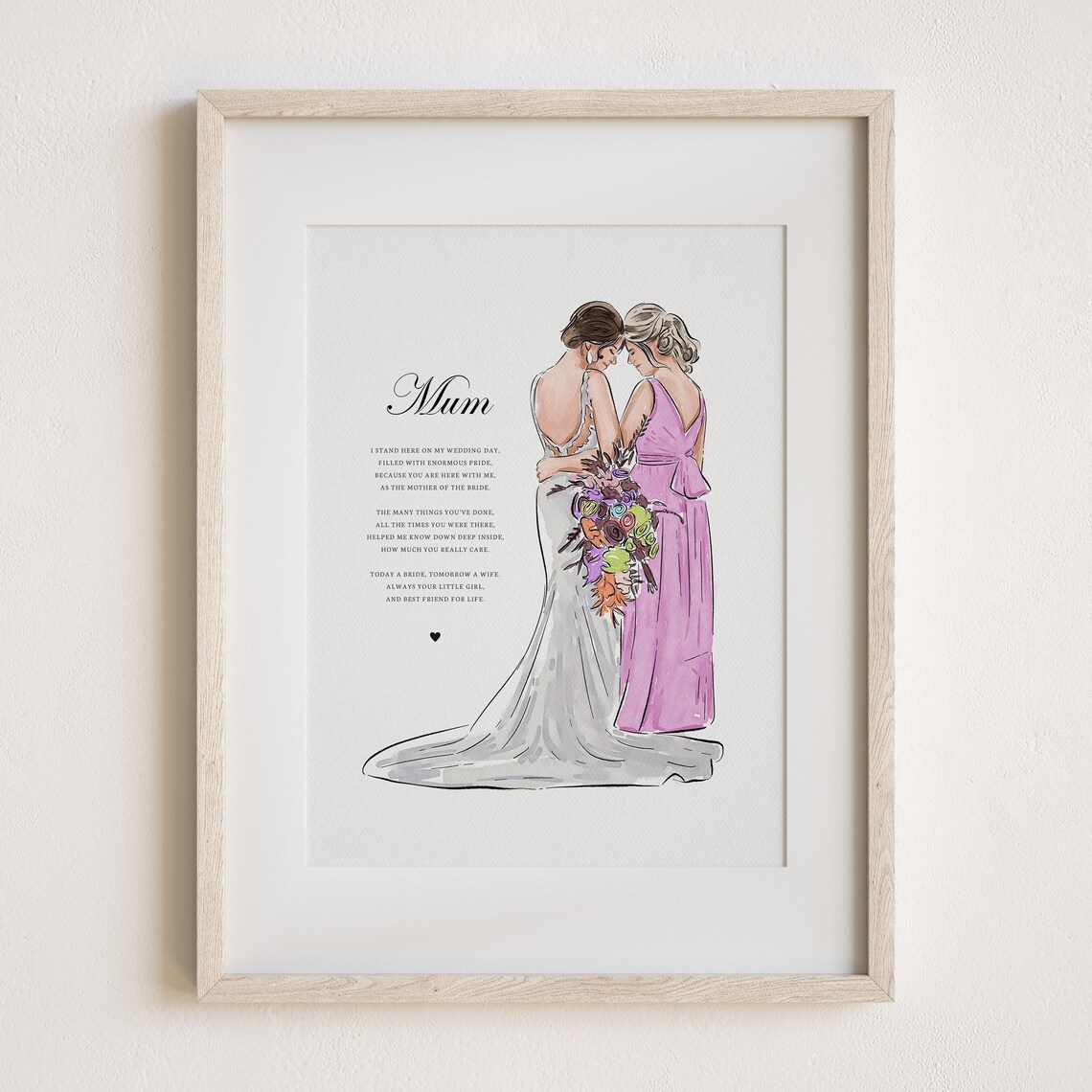 Personalized Mother of the Bride Portrait Art Print
