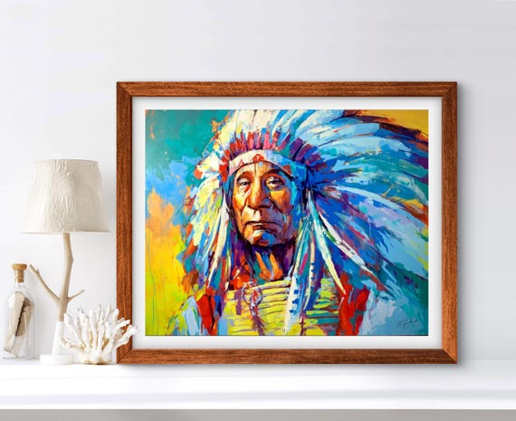 Chief Red Cloud Print Portrait Indigenous Peoples Art Chief Home Decor Native Wall Art Native Chief Artwork Native Art Print