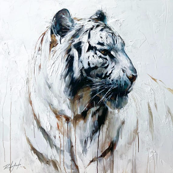 White Tiger Art Print, Farmhouse Wildlife Decor