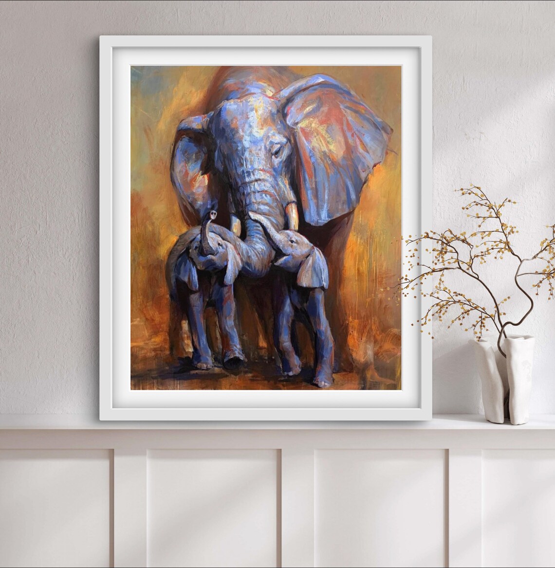 Guardian Mother Elephant Art Print, African Safari - Image 3