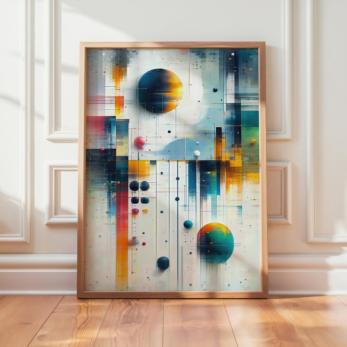 Abstract Geometric Planet Shapes, Cosmic Minimalist Art Print