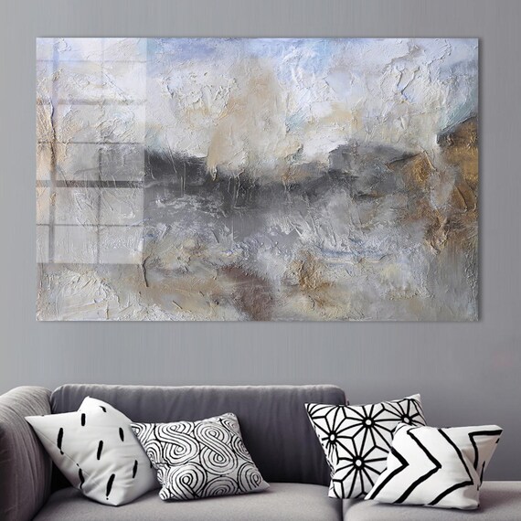 Gray Abstract Plaster Textured Impasto Neutral Modern Minimal Art Poster