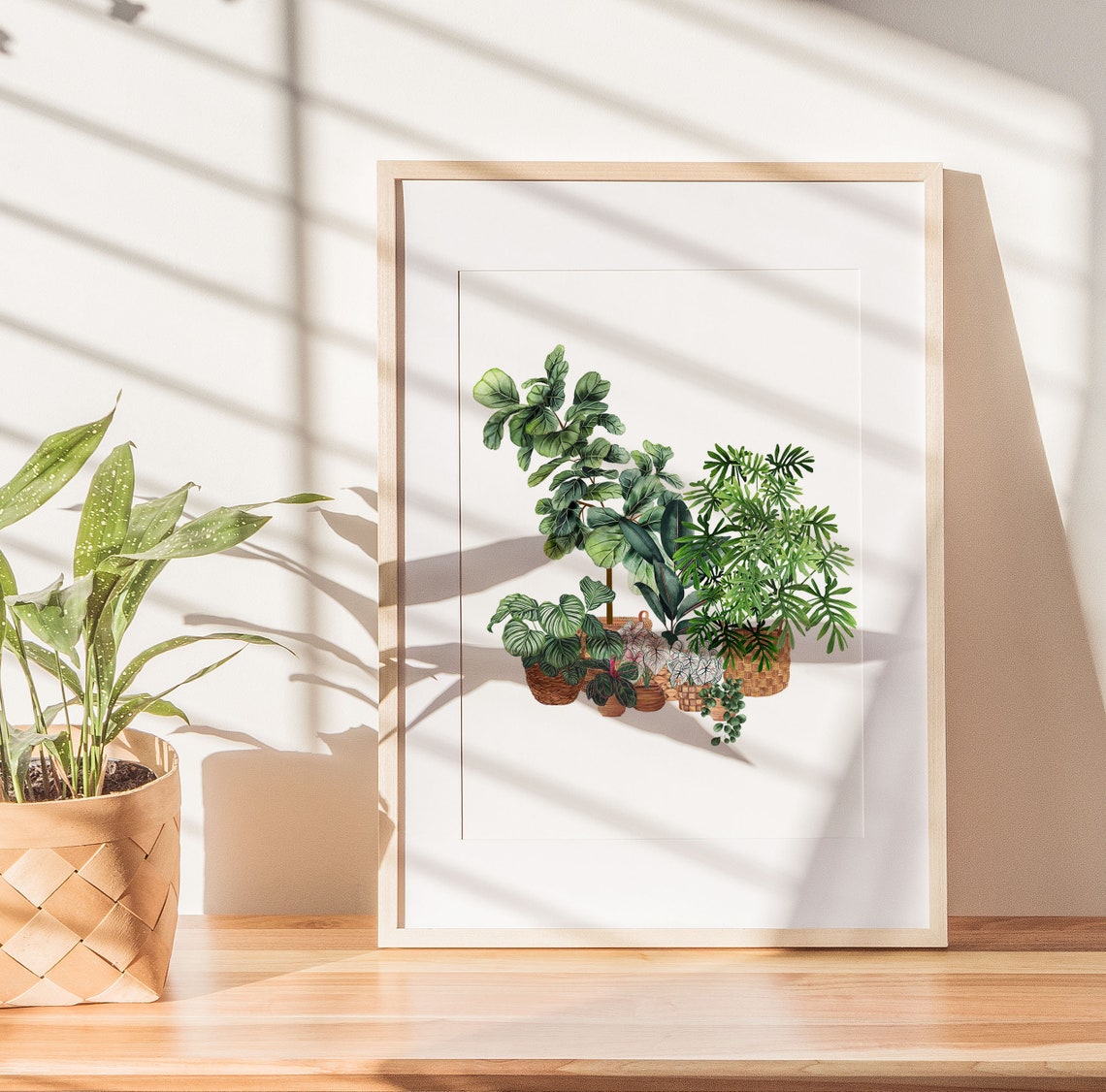 Fiddle Leaf Fig Philodendron Group Watercolor Botanical Plant Poster - Image 3