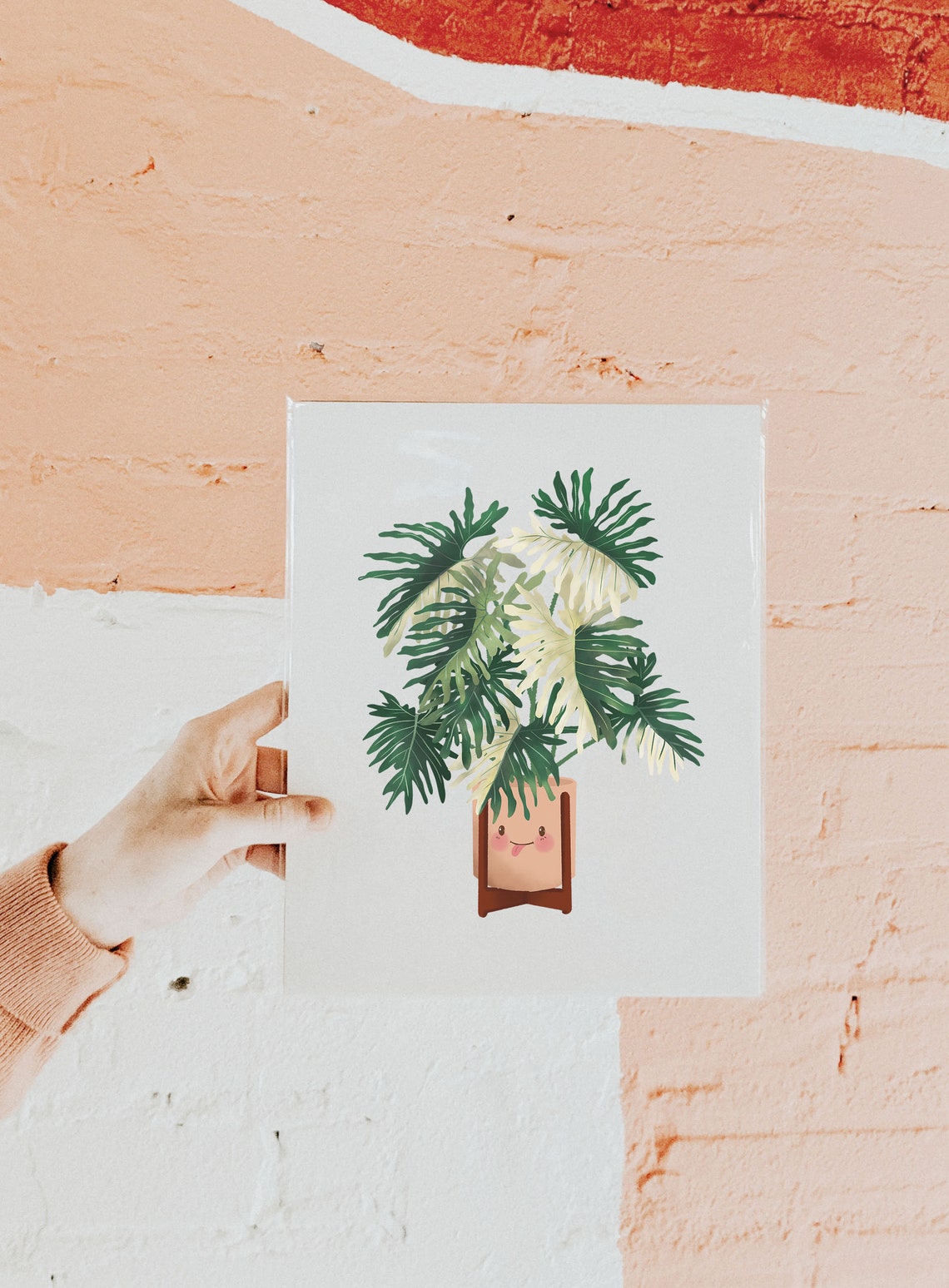 Philodendron Selloum Cheerful Smiling Cute Kawaii Plant Poster - Image 3