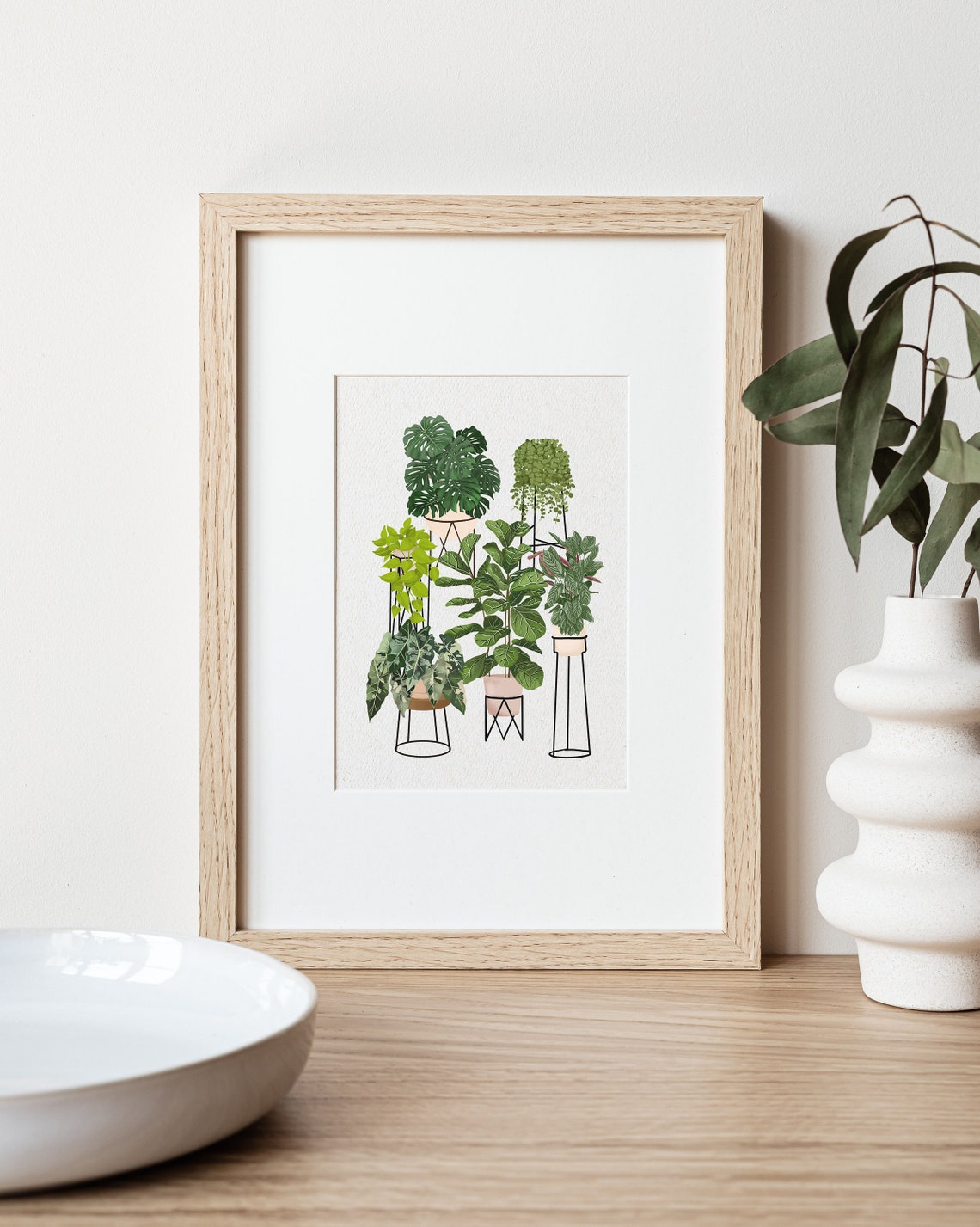 Monstera Fiddle Leaf Fig And Pothos Potted Plants Collection Poster - Image 2