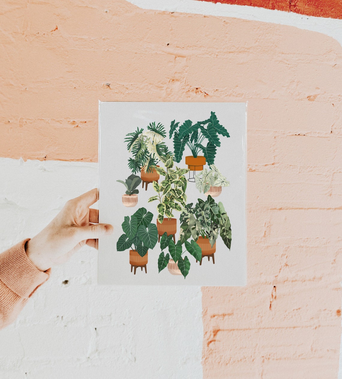 Potted Houseplants On Slim Metal Stands Modern Botanical Art Print - Image 2