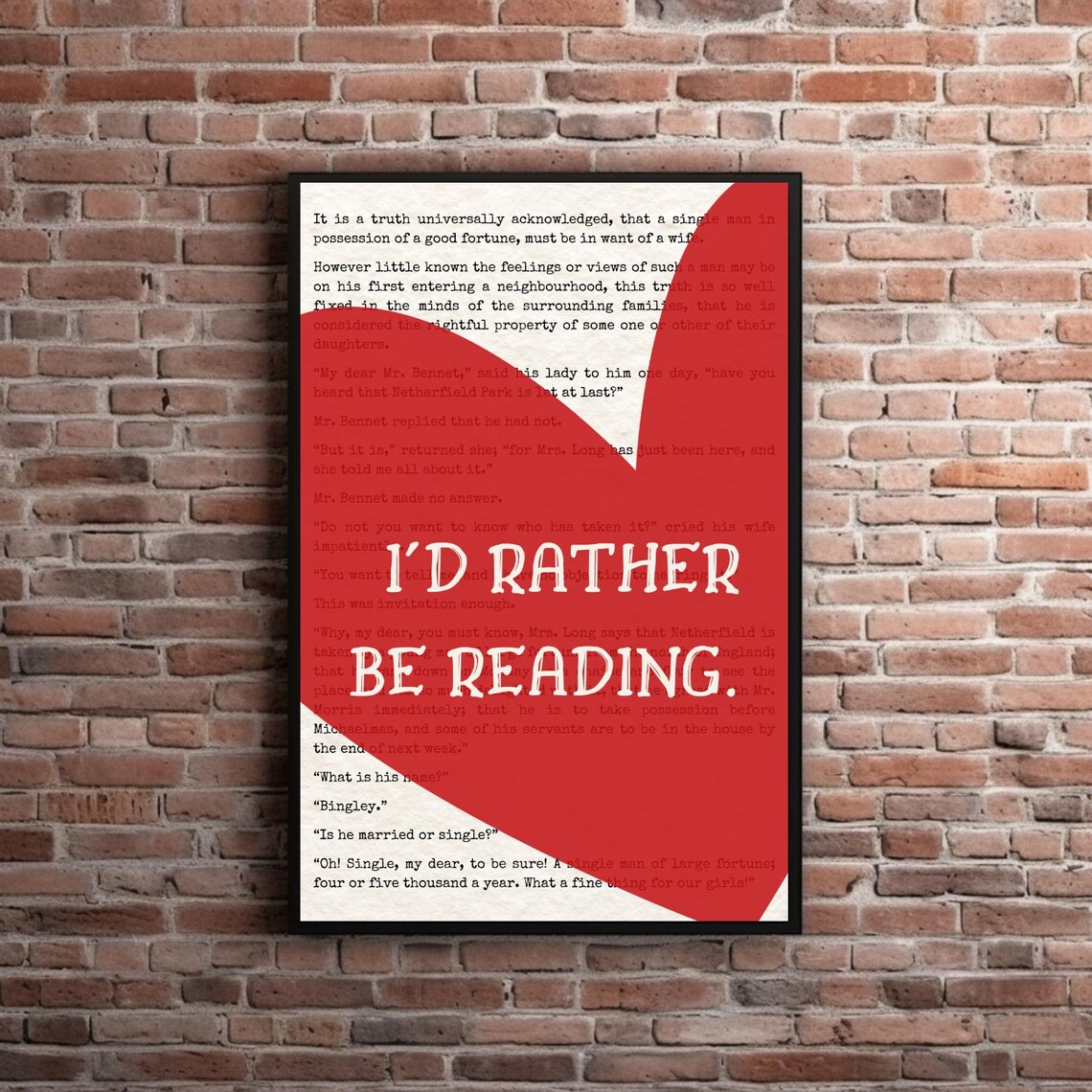 I'd Rather Be Reading Jane Austen Quote for Book Lovers Poster - Image 2