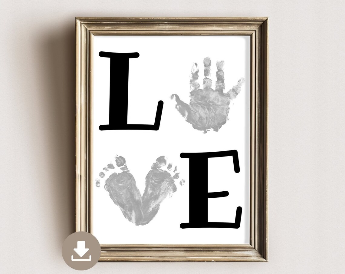 Love Handprint and Footprint Nursery Art Print