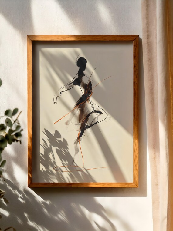 Ballerina Wall Art Print Dancer Line Abstract Woman Sketch Modern Home Decor Ballet Illustration