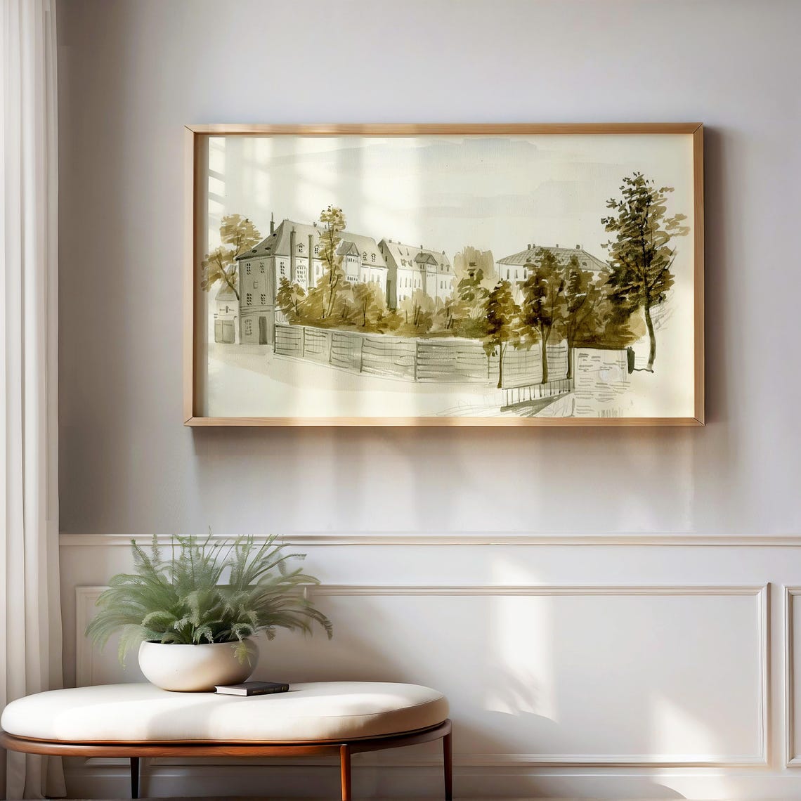 Frame Tv Art European Building Vintage Architecture Sketch Neutral Green Screensaver - Image 4