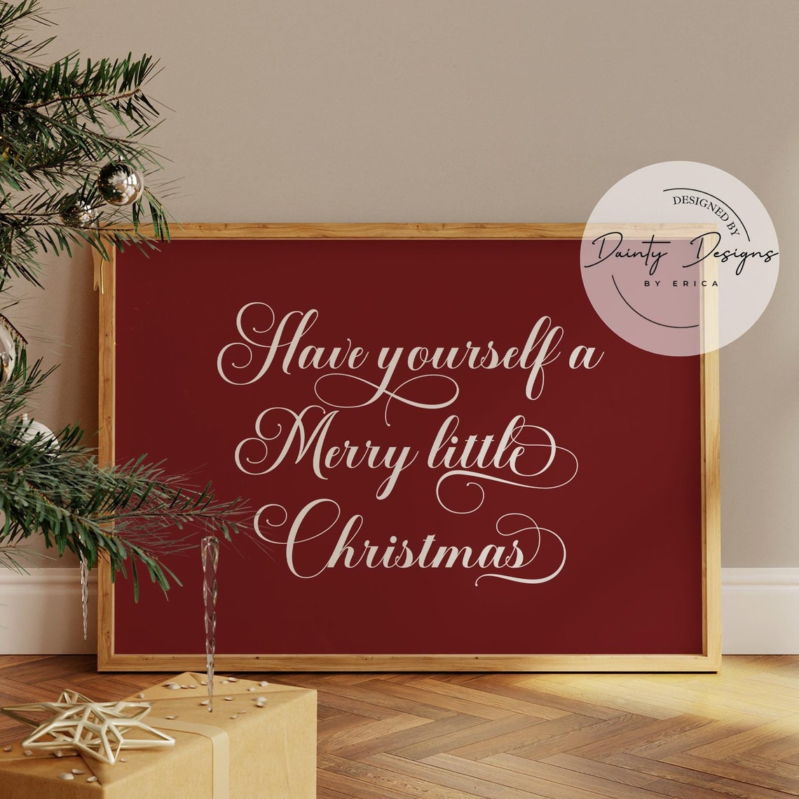 Have Yourself A Merry Little Christmas Red Script Print Decor