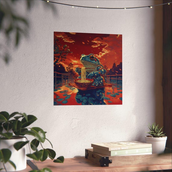 Copy Of Maximalist Eclectic Ramen Hipster Toad Poster Print Bold Altered Animal Portrait Fantasy Fun Colorful Renaissance Rustic Art