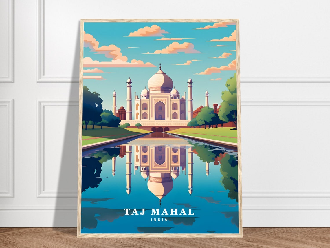 Taj Mahal India Agra Marble Monument Reflection Travel Poster
