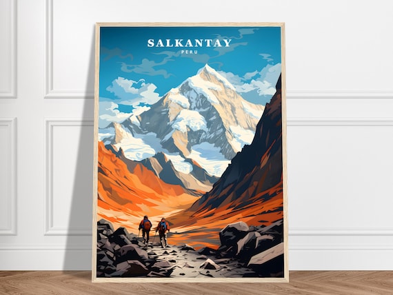 Salkantay Peru Snow Mountain Hikers Andes Adventure Travel Poster
