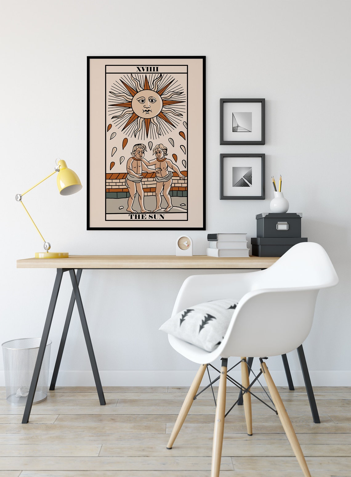 The Sun Tarot Card Vintage Marseille Style Celestial Art Poster - Image 3