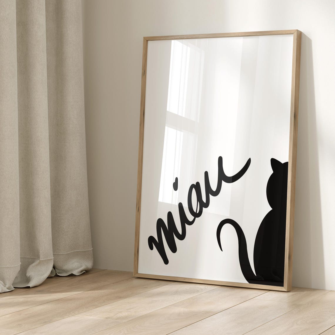 Miau Red Cat Silhouette Pink Playful Minimalist German Word Poster - Image 2