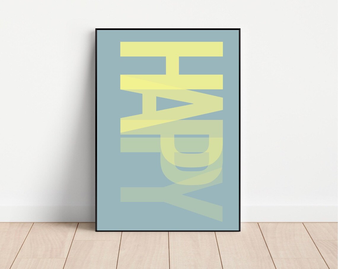 Happy Life Minimalist Art Print, Bold Welcome Poster