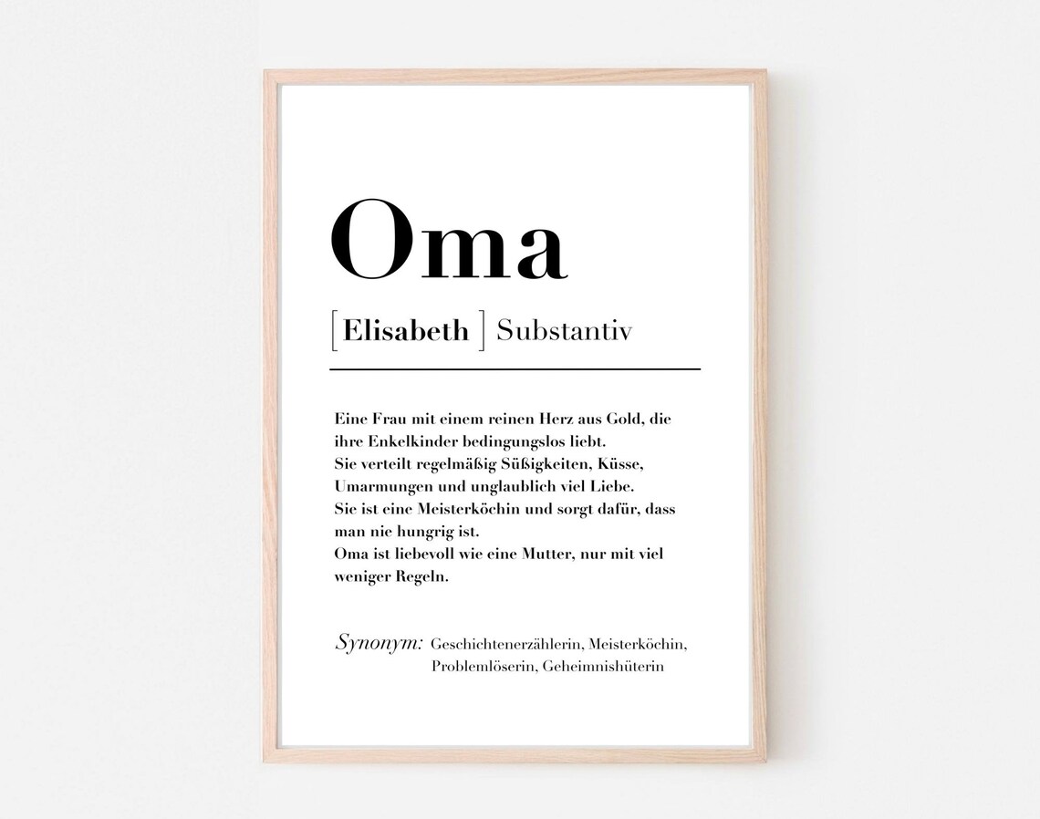 Grandma Definition Personalized Christmas Art Print