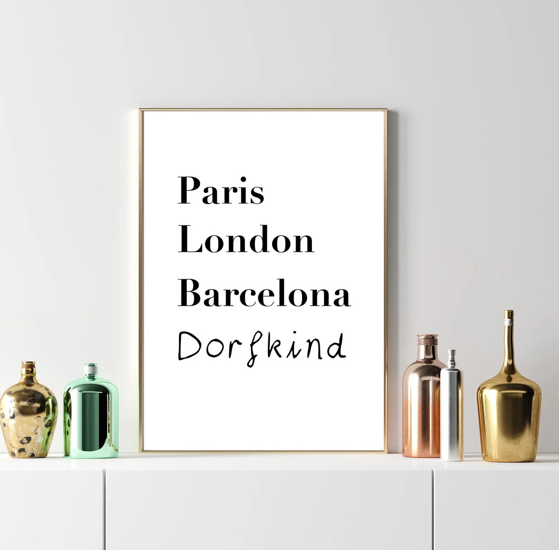 Paris London Barcelona Dorfkind Travel Typography Art Poster