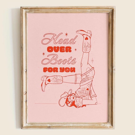 Over Boots For You Art Print Cowgirl Illustration Western Inspired Illustrated Poster Home Decor