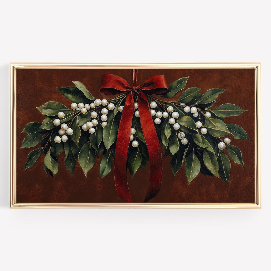 Christmas Mistletoe Botanical Berries Art Print