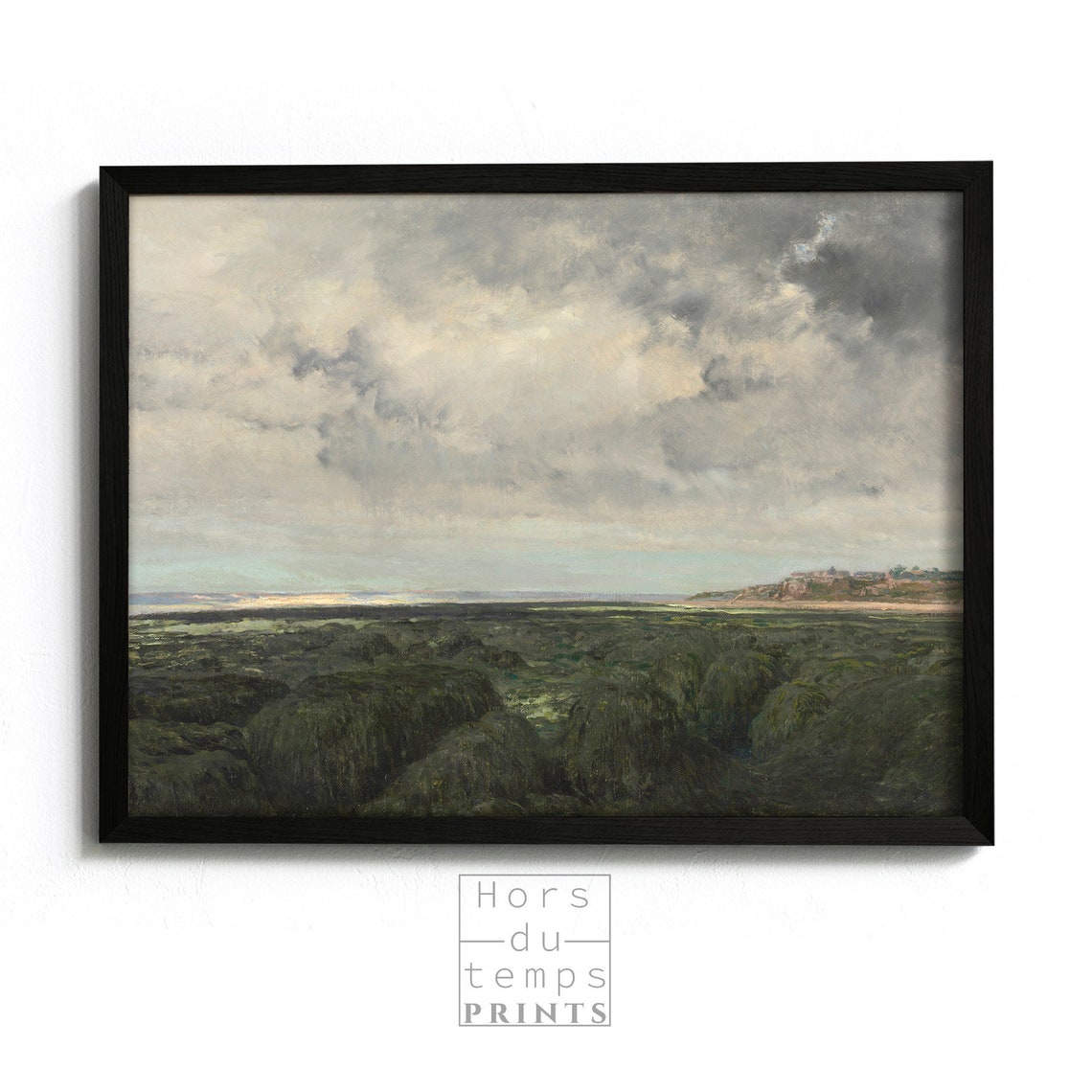 Coastal Marsh Low Tide Dramatic Cloudy Sky Seascape Vintage Poster - Image 2
