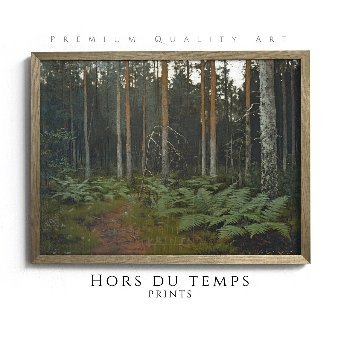 Tall Pine Forest Interior Ferns Woodland Floor Vintage Nature Poster