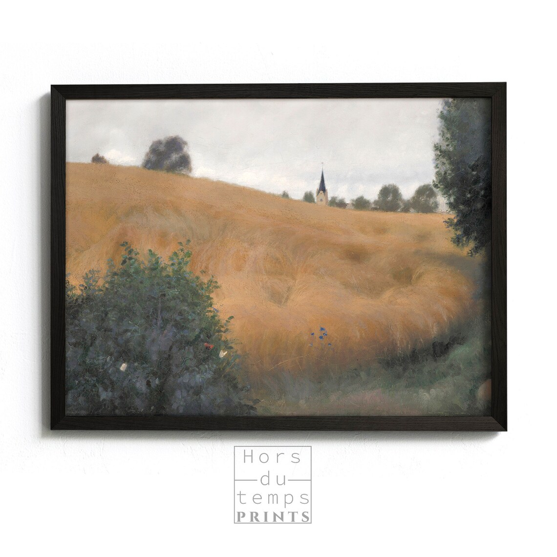 Golden Wheat Field Church Spire Vintage Harvest Landscape Poster - Image 2
