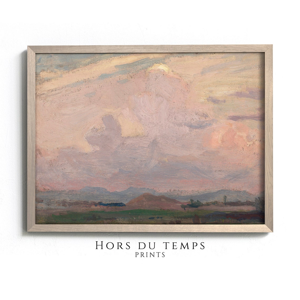 Pink Clouds Sky Study Distant Hills Vintage Impressionist Poster