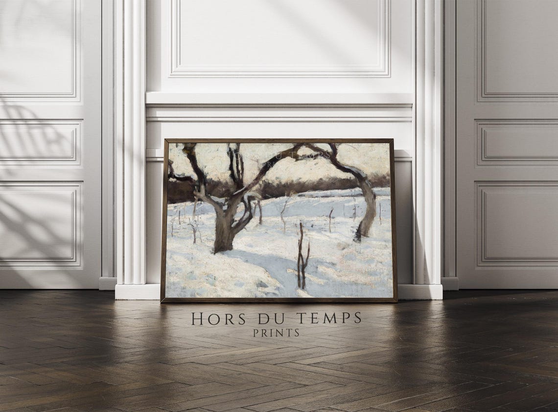 Vintage Snowy Winter Landscape Bare Twisted Trees Art Poster - Image 2