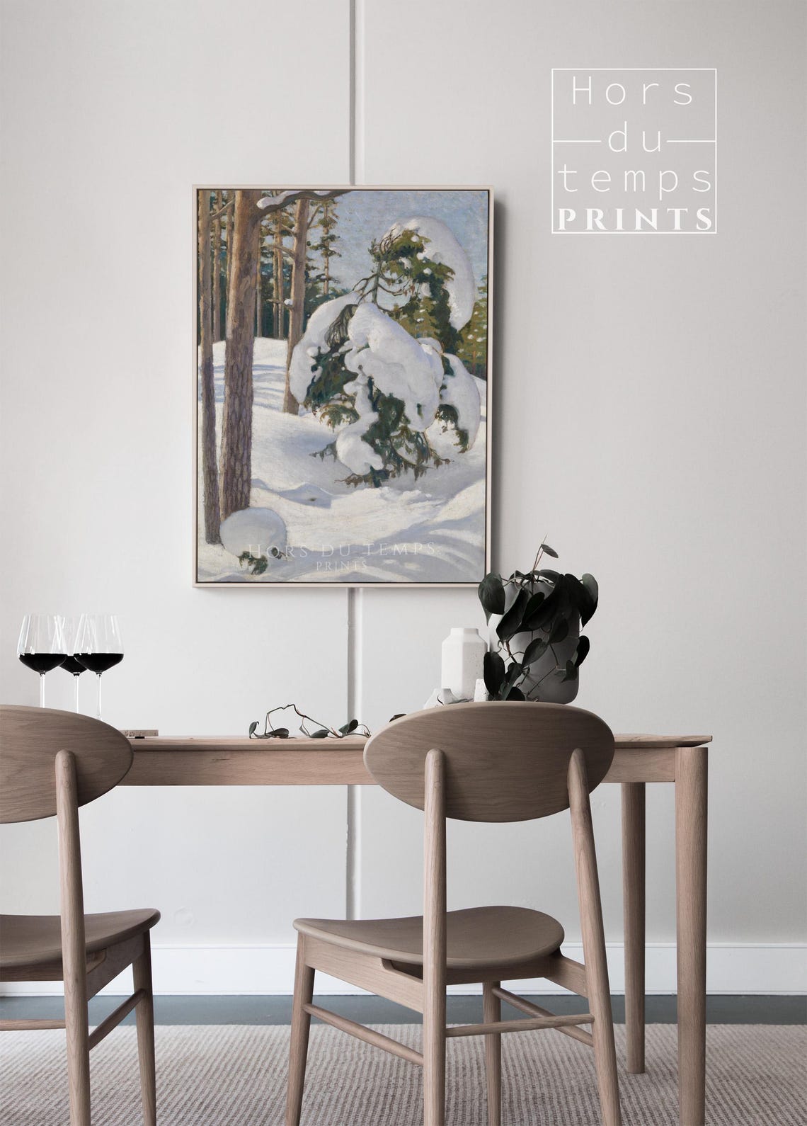Snowy Pine Forest Spruce Bright Blue Shadows Winter Woods Oil Poster - Image 2
