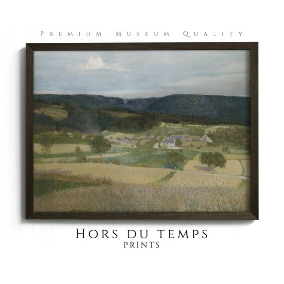 Harvest Valley Farm Village Golden Fields Rolling Hills Art Poster