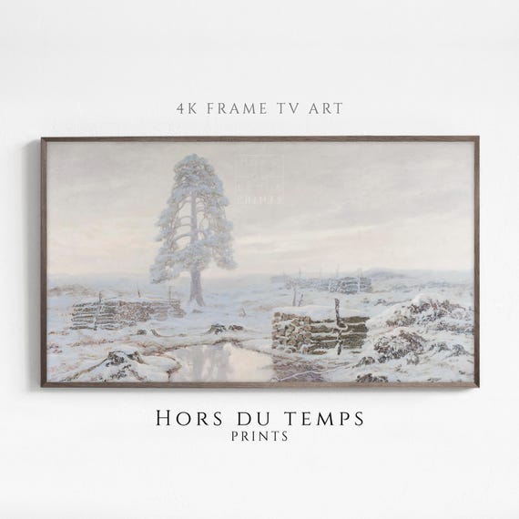 Muted Snowy Landscape Art For Frame Tv Vintage Cottagecore Painting Hors Du Temps Prints