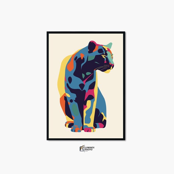 Panther Abstract Art Print, Scandinavian Decor